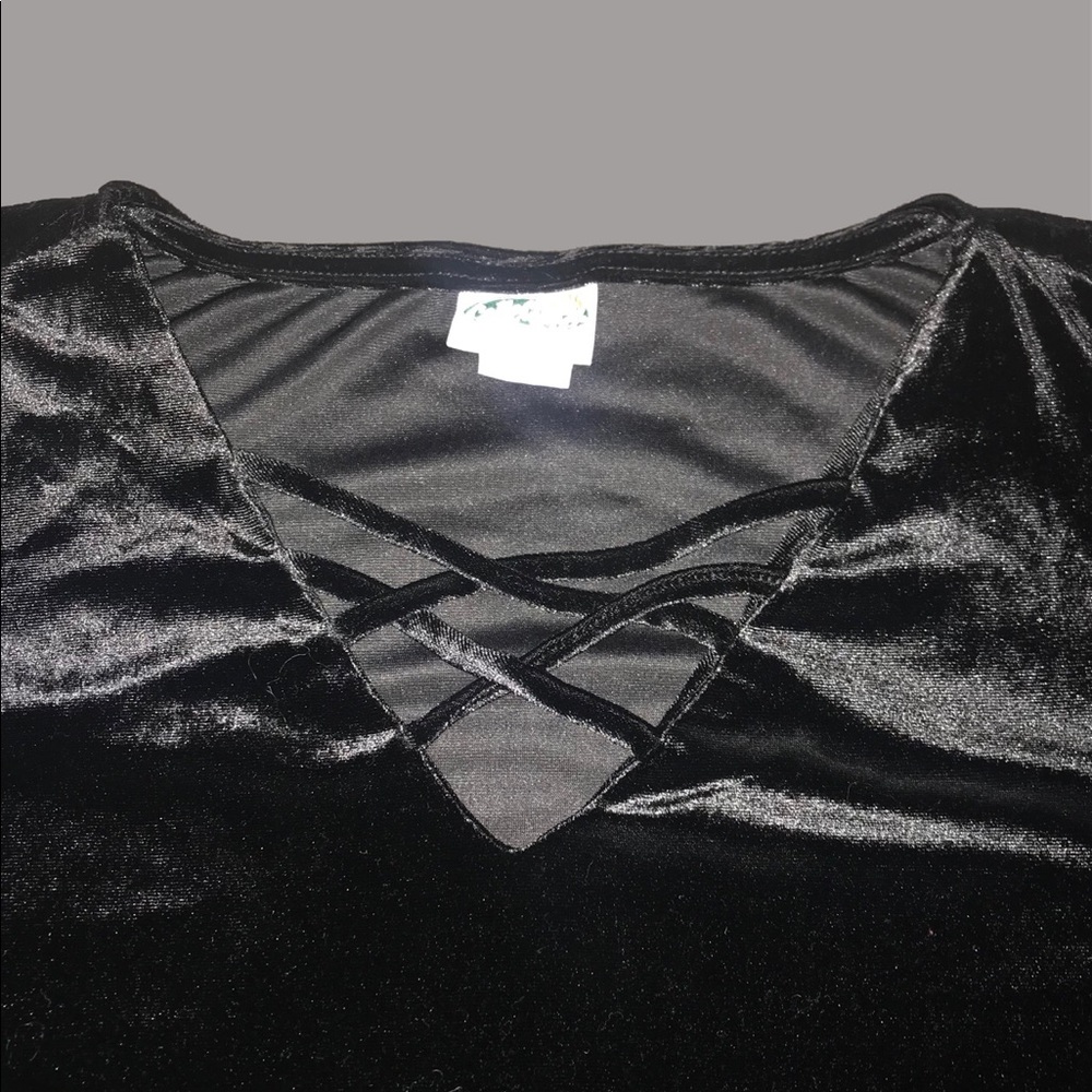 Black Velvet Crisscross Top